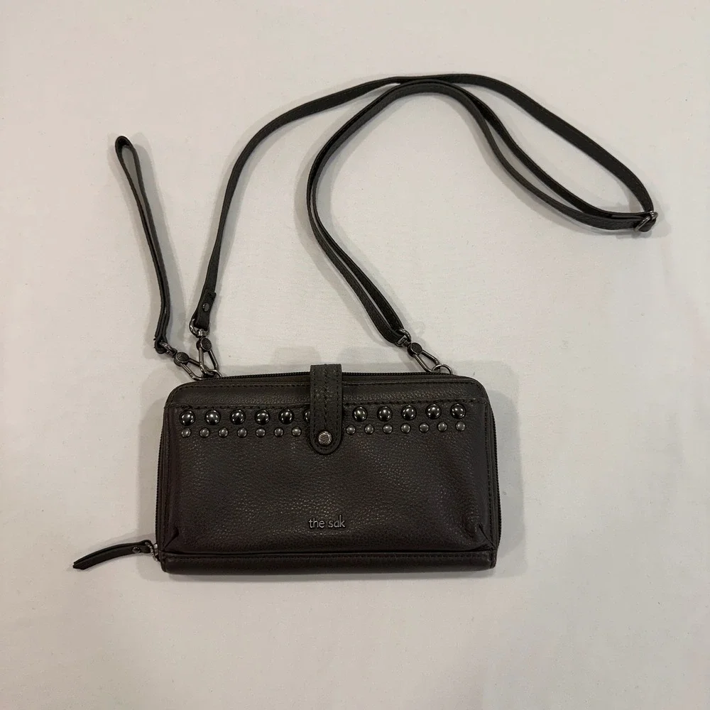 The Sak Iris Large Smartphone Crossbody‎ Womens OS Brown Studded Leather | Boho